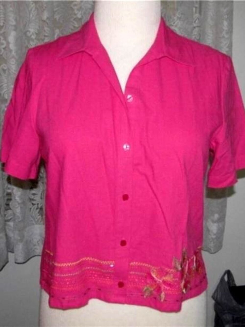 Ladies BEADS & EMBROIDERY on HOT PINK TOP & PANT Set Misses Napa Valley